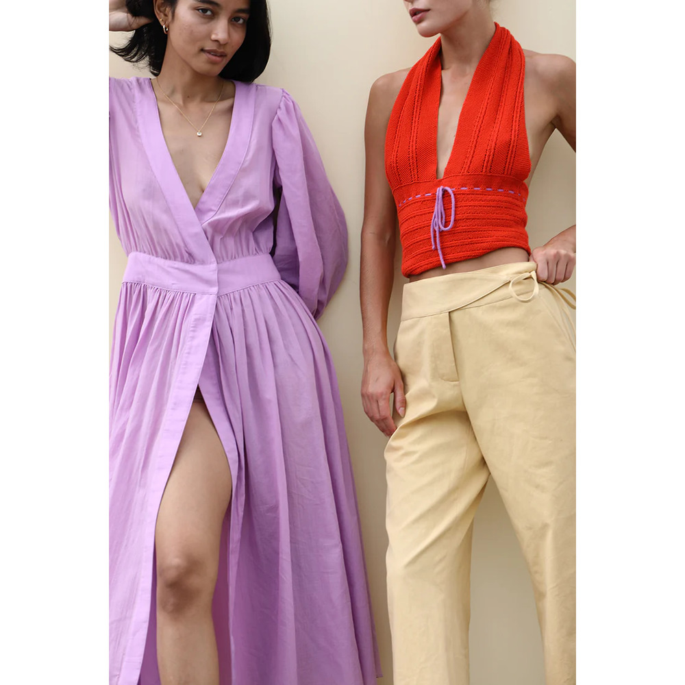 Ciao Lucia Cala Wrap Midi Dress Lilac Size L - Picture 4 of 10